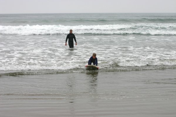 Tristan's ride on dad's board
